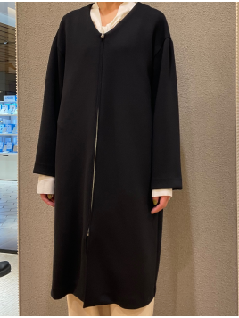 ノーカラーロングコート