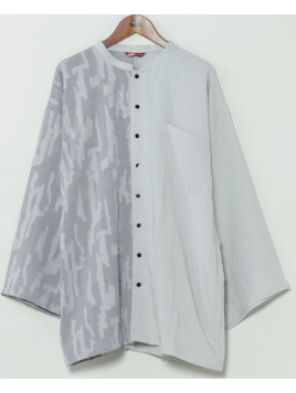 片身替わりメンズシャツ 灰色 NEZU