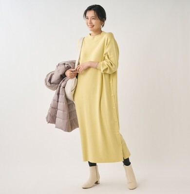 👗🧶サイドボタンがアクセント！1枚でスッキリ着こなす優秀ニットワンピース🧶👗