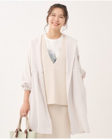 🌸🧥カーディガン感覚で季節の変わり目に重宝する、ガウンライクなハーフコート🧥🌸