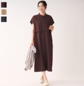 👗1枚でスタイルアップが叶う！コットンライクレイヤードシャツワンピース👗
