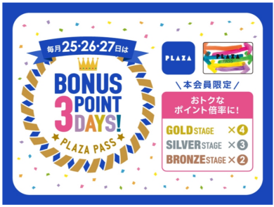PLAZA PASS 本会員限定☆ボーナスポイントデー☆