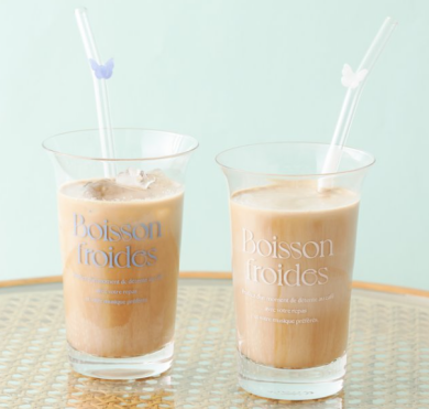 ストロー付きガラスタンブラー🦋🫧