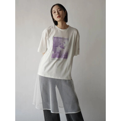 【pick up】グラフィックプリントメッシュドッキングワンピース🖤🤍🩵