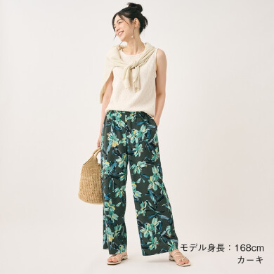 💐【新商品】着るだけでパッと華やぐ。多色花プリントイージーパンツ💐