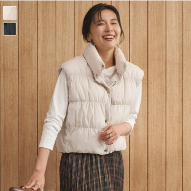 👗旬顔コーデが叶う!【すごナノ撥水】ショート丈中綿ベスト👗