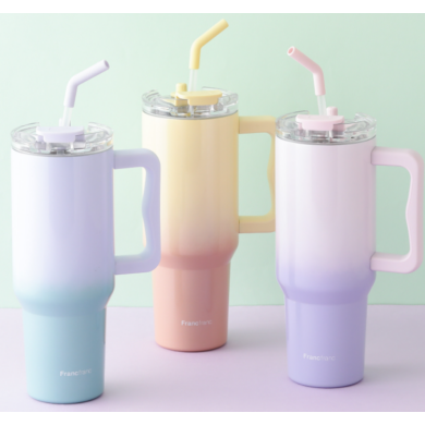 大容量1100mL🌞夏の水分補給にグラデーションカラーの大型ステンレスマグ🌴